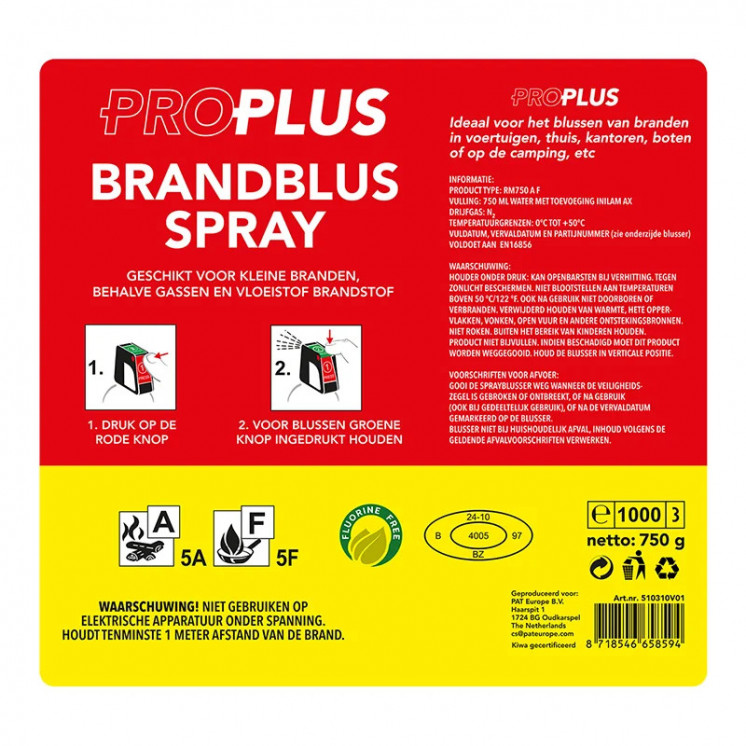 Brandblusser 750ml A F Schuim - Milieuvriendelijke Brandveiligheid