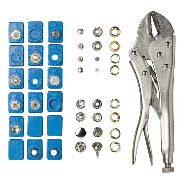 Assorted eyelets and snap fasteners (275 pcs)