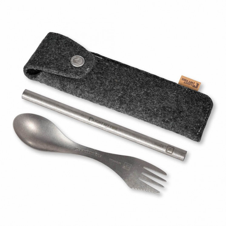 Light My Fire - Spork 'n Straw Kit Titanium - Herbruikbare titanium bestekset